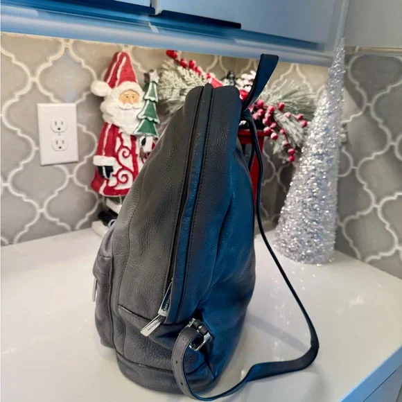 Michael Kors Gray Pebbled Leather Mini Backpack Purse Silver Hardware - Picture 3 of 12